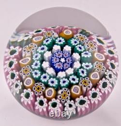 Damon MacNaught 2012 4-Row Concentric Millefiori in Pink Stave Glass Paperweight