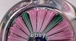 Damon MacNaught 2012 4-Row Concentric Millefiori in Pink Stave Glass Paperweight