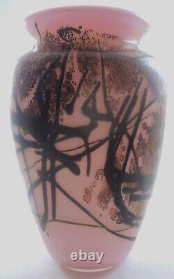 Dan Bergsma Art Glass Vase Pilchuck Seattle'89 Dusty Rose Abstract Jewel 5.5h