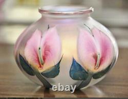 Daniel Lotton 1994 Pink Anthurium Art Glass Vase