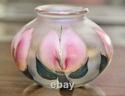 Daniel Lotton 1994 Pink Anthurium Art Glass Vase