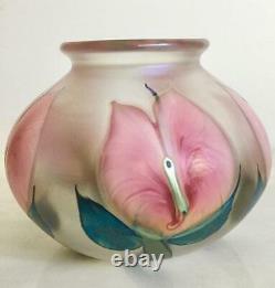 Daniel Lotton 1994 Pink Anthurium Art Glass Vase