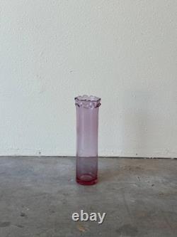 Danish Hand-Blown Pink Art Glass Vase with Ruffled Rim by Christer Holmgren