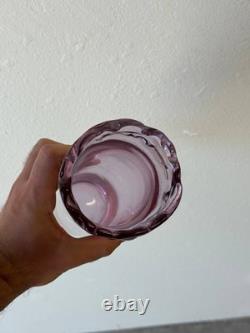 Danish Hand-Blown Pink Art Glass Vase with Ruffled Rim by Christer Holmgren