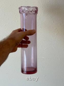 Danish Hand-Blown Pink Art Glass Vase with Ruffled Rim by Christer Holmgren