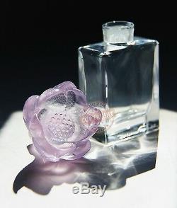 Daum Crystal Amazing Pink Lotus Perfume Bottle France Signed New Box 3999