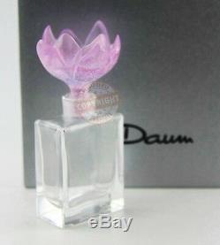 Daum Crystal Amazing Pink Lotus Perfume Bottle France Signed New Box 3999