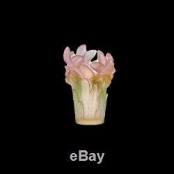 Daum Floral Collection Amaryllis Vase Pink Art Glass Made in France 05214-1 New