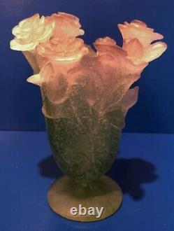 Daum Floral (Rose) 7 3/4 Vase w Daum Box