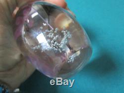 Daum France Crystal Paperweight Pink Flowers And Bubbles Signed 3 1/2