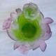 Daum France Pate De Verre Crystal Rose Bowl Pink Green Floral Art Glass