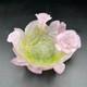 Daum (France) Pate de Verre Crystal ROSE Bowl/Dish Pink/Green (5 Dia) EXC