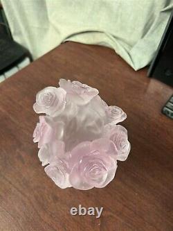 Daum France Pink Art Glass 6-1/2 Vase Passion Rose