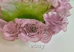 Daum Large Rose Bowl #01672 Retail $1,980 Pate de Verre French Crystal NEW