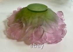 Daum Large Rose Bowl #01672 Retail $1,980 Pate de Verre French Crystal NEW