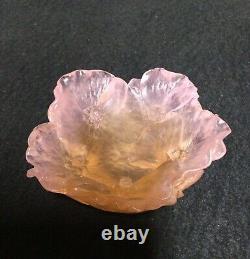 Daum Nancy Coupelle Pate De Verre Crystal Pink Flower Bowl