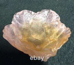 Daum Nancy Coupelle Pate De Verre Crystal Pink Flower Bowl