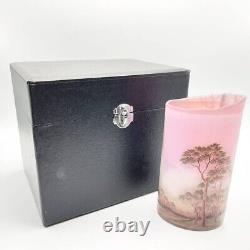 Daum Nancy Glass Vase with Spring Scene Tree rose color 1890s COA Frères