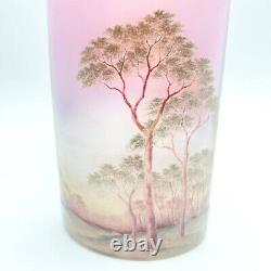 Daum Nancy Glass Vase with Spring Scene Tree rose color 1890s COA Frères