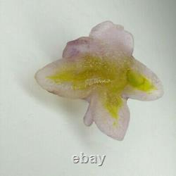 Daum Pate De Verre Crystal Lavender Pink Yellow Rose Flower Figurine Art Nouveau