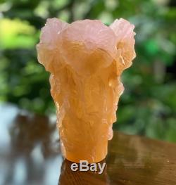 Daum Pate De Verre French Crystal Hibiscus Pink Vase Excellent Condition