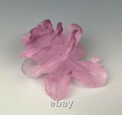 Daum Pate De Verre Pink Purple Rose Flower Figurine Paperweight Excellent