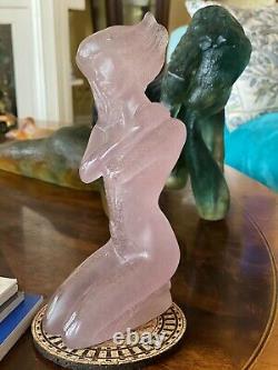 Daum Pate de Verre Rare Large Woman Nude Pink CECILE Lt Ed Sculpture Sheila Finn