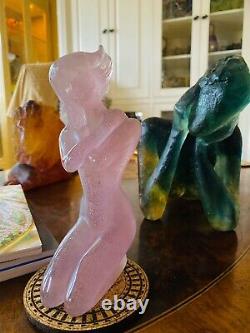 Daum Pate de Verre Rare Large Woman Nude Pink CECILE Lt Ed Sculpture Sheila Finn