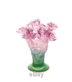 Daum Pink vase Roses 02570 Brand New