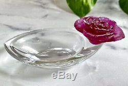 Daum Rose Passion Mini Coupelle Pate de Verre French Crystal NIB Retail $272