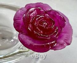 Daum Rose Passion Mini Coupelle Pate de Verre French Crystal NIB Retail $272