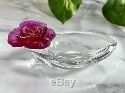 Daum Rose Passion Mini Coupelle Pate de Verre French Crystal NIB Retail $272