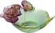 Daum Rose Passion Small Bowl Green and Pink Art Glass Made in France 05289 NEW
