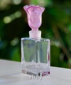 Daum Rose Perfume Bottle 3923/C New in Box 4.3 Tall Signed Pate de Verre