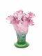 Daum Roses Vase 02570 Pink Green French Crystal Glass Art Made in France