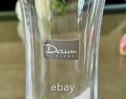 Daum Soliflor Rose Vase Pate de Verre French Crystal Great Condition Signed