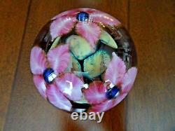 David LOTTON Studio Glass CASED Clematis Paperweight SIGNED 1997 3 Flowers