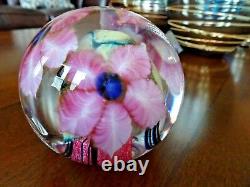 David LOTTON Studio Glass CASED Clematis Paperweight SIGNED 1997 3 Flowers