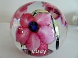 David LOTTON Studio Glass CASED Clematis Paperweight SIGNED 1997 3 Flowers