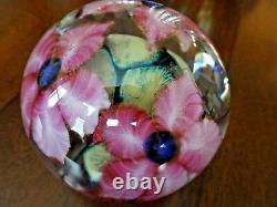 David LOTTON Studio Glass CASED Clematis Paperweight SIGNED 1997 3 Flowers