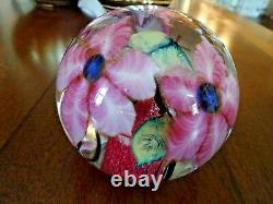 David LOTTON Studio Glass CASED Clematis Paperweight SIGNED 1997 3 Flowers