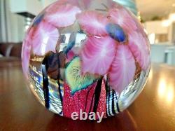 David LOTTON Studio Glass CASED Clematis Paperweight SIGNED 1997 3 Flowers