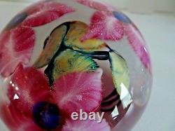 David LOTTON Studio Glass CASED Clematis Paperweight SIGNED 1997 3 Flowers