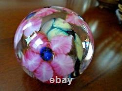 David LOTTON Studio Glass CASED Clematis Paperweight SIGNED 1997 3 Flowers