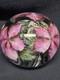 David Lotton Art Glass Paperweight Pink Purple Flowers Double Layered 1997 3.5