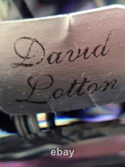 David Lotton Art Glass Paperweight Pink Purple Flowers Double Layered 1997 3.5