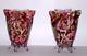 Decorative Pair Stevens & Williams Vases MURRHINA Crimped Pinks Roses Original