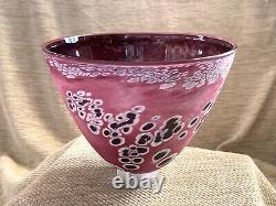 Denby Glass British Art Studio Vase Large 7.5 Tall Matt Pink Signed Bowl
