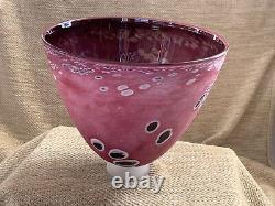 Denby Glass British Art Studio Vase Large 7.5 Tall Matt Pink Signed Bowl