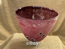 Denby Glass British Art Studio Vase Large 7.5 Tall Matt Pink Signed Bowl
